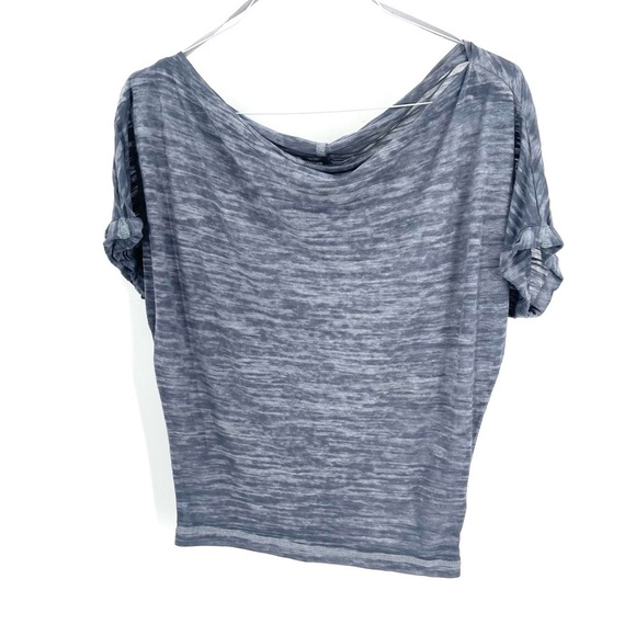 We The Free People Astrid Off the Shoulder Short Sleeve Heathered Tee Shirt top - Picture 2 of 6